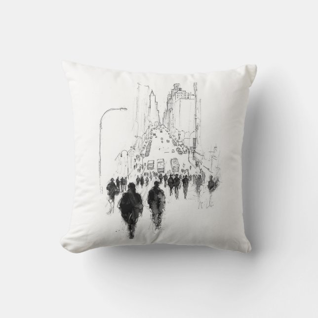 Abstract Busy Street Scene Cushion (Front)