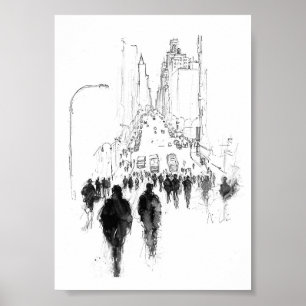Abstract Busy Street Scene Poster