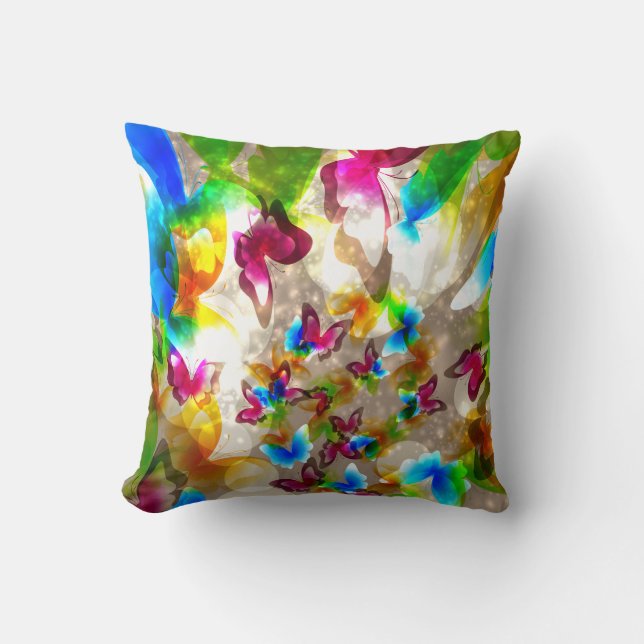 Abstract  Butterflies American MoJo Cushion (Front)