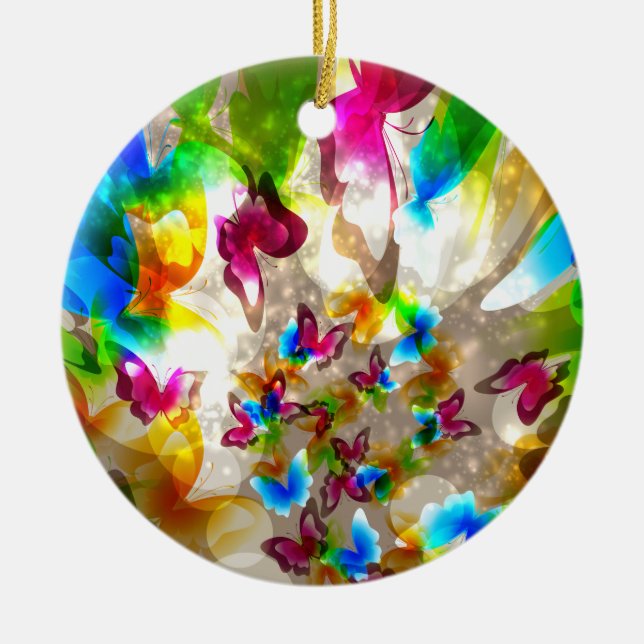 Abstract Butterflies Ceramic Tree Decoration (Front)