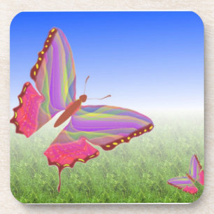 Abstract Butterflies Cork Coaster