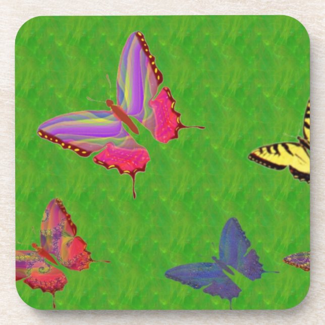Abstract Butterflies Cork Coasters (Front)