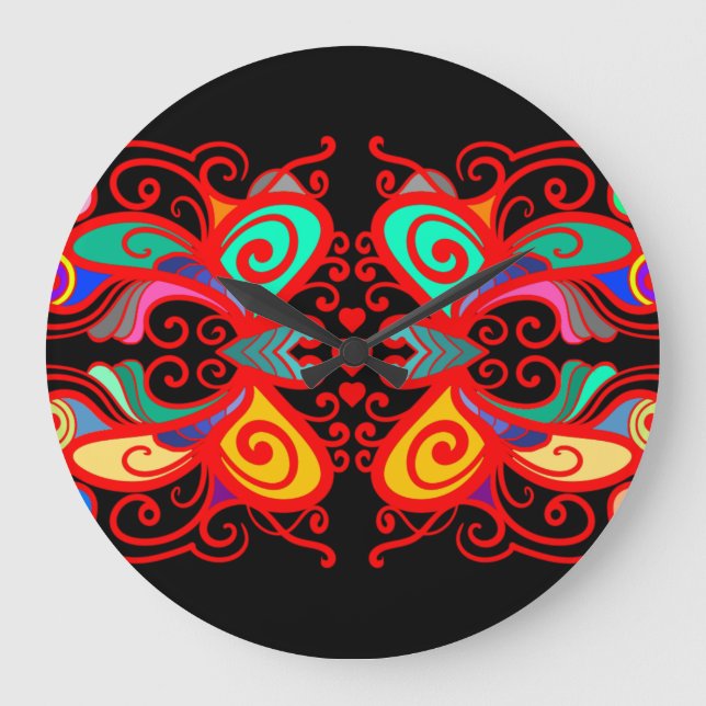 Abstract Butterflies Large Clock (Front)