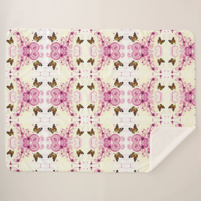 Abstract Butterflies Sherpa Blanket (Front (Horizontal))