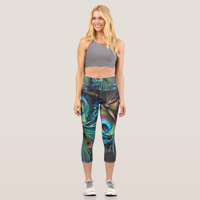 Abstract Butterfly2 Capri Leggings (Front)