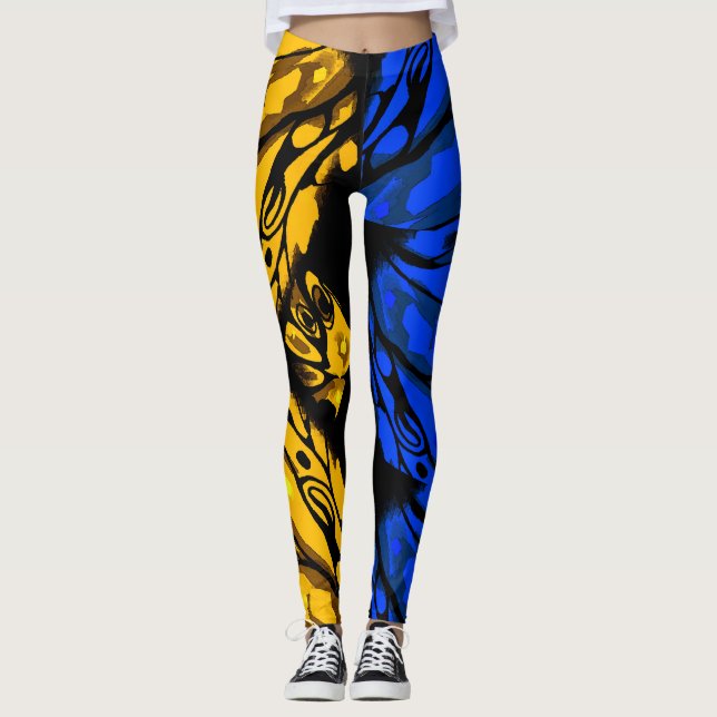 Abstract Butterfly 2 colours Leggings (Front)