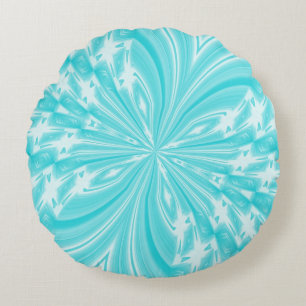 Abstract Butterfly Aqua Round Throw Pillow