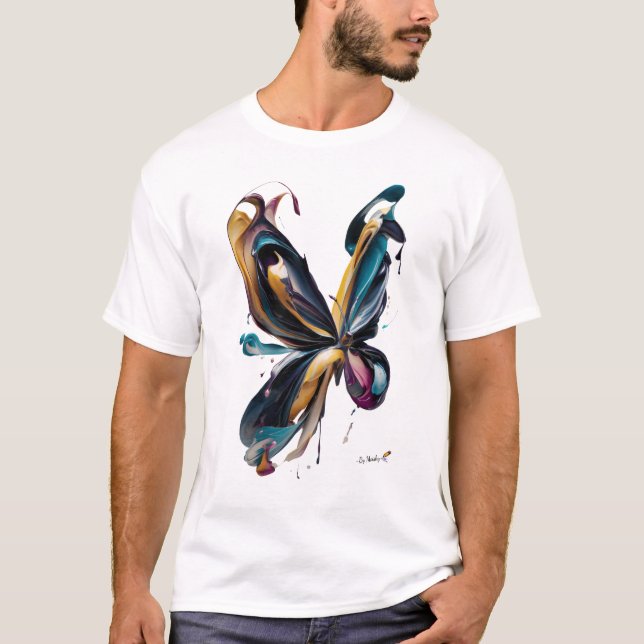 Abstract Butterfly Art – Flowing Color Expression T-Shirt (Front)