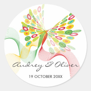 Abstract Butterfly Artistic Modern Wedding Sticker