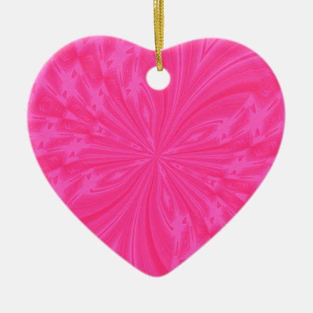 Abstract Butterfly Bright Pink Heart Ornament (Front)