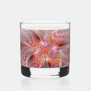 Abstract Butterfly Colorful Fantasy Fractal Art Whiskey Glass