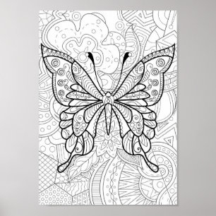 Abstract butterfly coloring Poster
