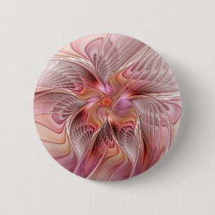 Abstract Butterfly Colourful Fantasy Fractal Art 6 Cm Round Badge