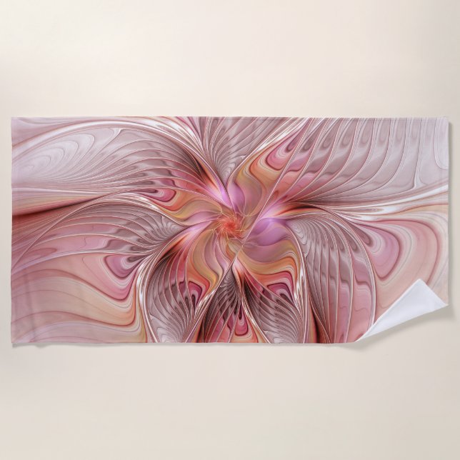 Abstract Butterfly Colourful Fantasy Fractal Art Beach Towel (Front)