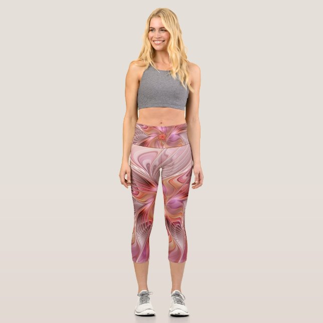 Abstract Butterfly Colourful Fantasy Fractal Art Capri Leggings (Front)