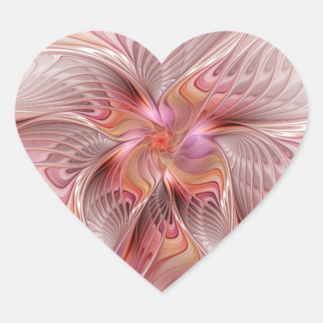 Abstract Butterfly Colourful Fantasy Fractal Art Heart Sticker (Front)