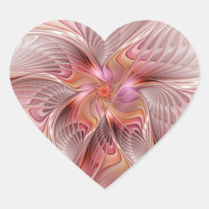 Abstract Butterfly Colourful Fantasy Fractal Art Heart Sticker