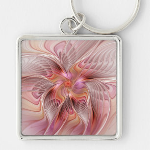 Abstract Butterfly Colourful Fantasy Fractal Art Key Ring