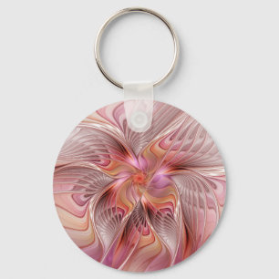 Abstract Butterfly Colourful Fantasy Fractal Art Key Ring