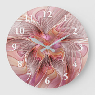 Abstract Butterfly Colourful Fantasy Fractal Art Large Clock