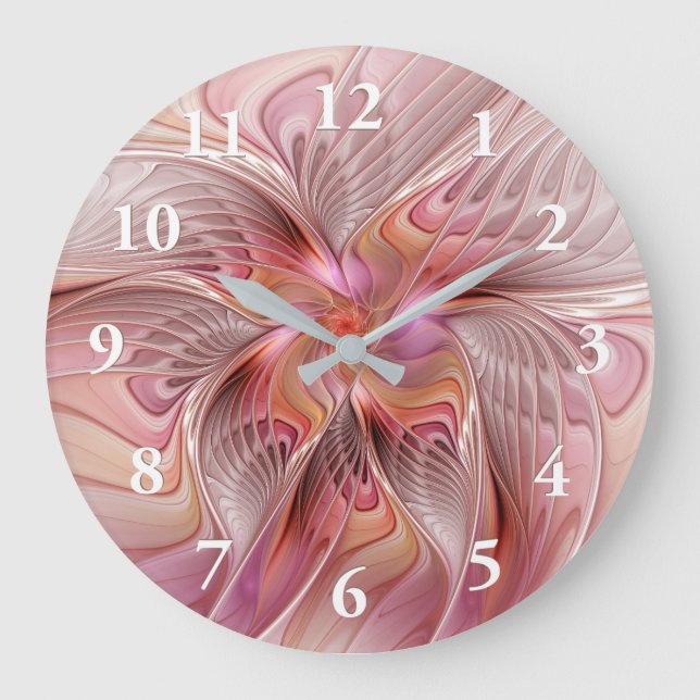 Abstract Butterfly Colourful Fantasy Fractal Art Large Clock (Front)