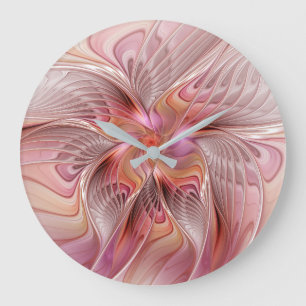 Abstract Butterfly Colourful Fantasy Fractal Art Large Clock