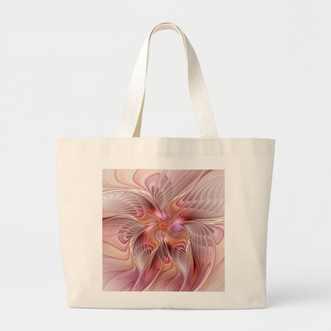 Abstract Butterfly Colourful Fantasy Fractal Art Large Tote Bag (Front)