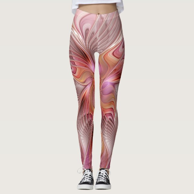 Abstract Butterfly Colourful Fantasy Fractal Art Leggings (Front)
