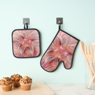 Abstract Butterfly Colourful Fantasy Fractal Art Oven Mitt & Pot Holder Set