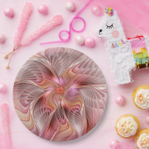 Abstract Butterfly Colourful Fantasy Fractal Art Paper Plate