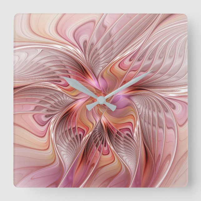 Abstract Butterfly Colourful Fantasy Fractal Art Square Wall Clock (Front)
