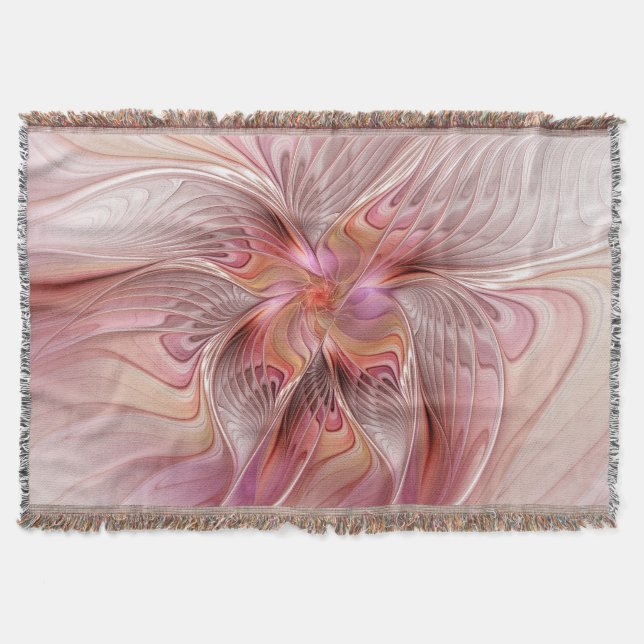 Abstract Butterfly Colourful Fantasy Fractal Art Throw Blanket (Front)