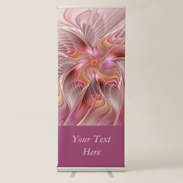 Abstract Butterfly Colourful Fantasy Fractal Text Retractable Banner (Front)