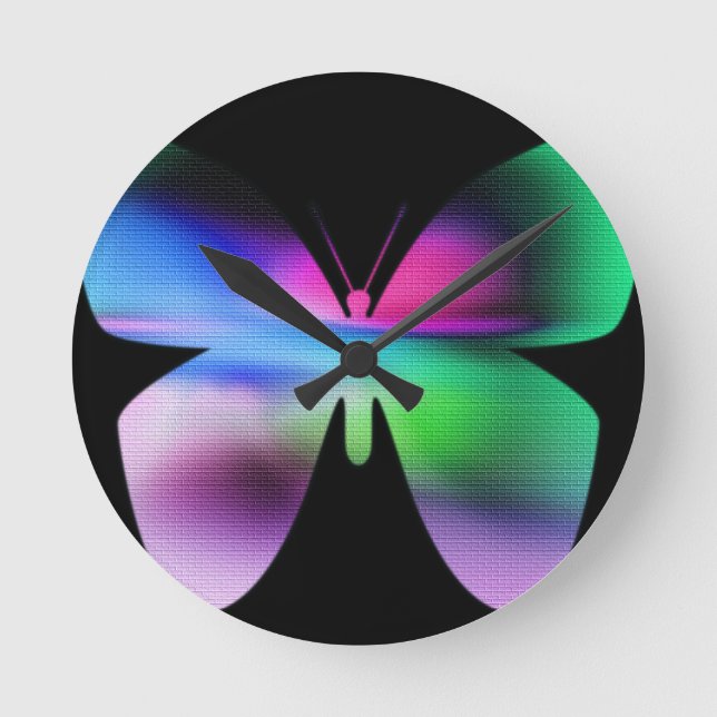 Abstract Butterfly Colourful Round Clock (Front)