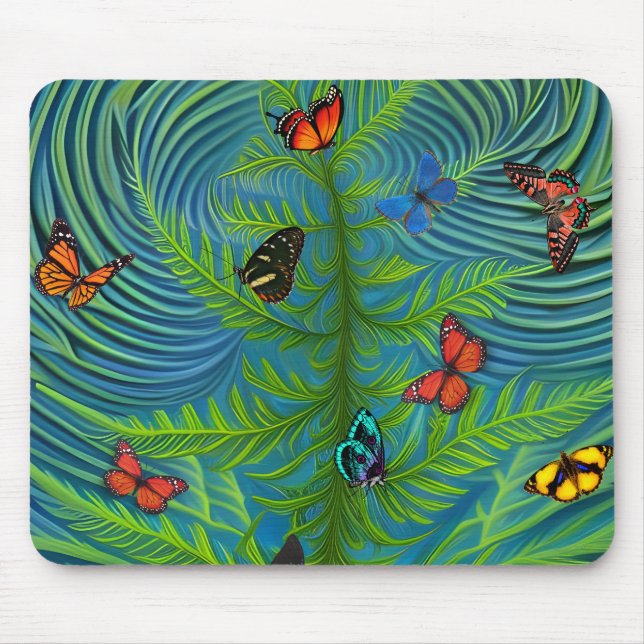 Abstract Butterfly Dream Garden Mouse Mat (Front)