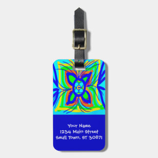 Abstract Butterfly Flower Kids Doodle Teal Lime Luggage Tag