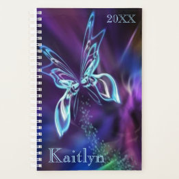 Abstract Butterfly Neon Blue Purple Colourful Life Planner