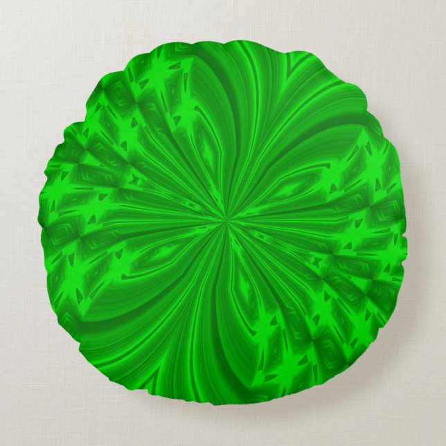 Abstract Butterfly Neon Green Round Throw Pillow (Front)