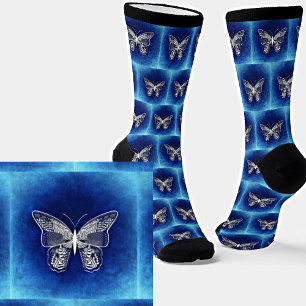 Abstract Butterfly on Blue Socks