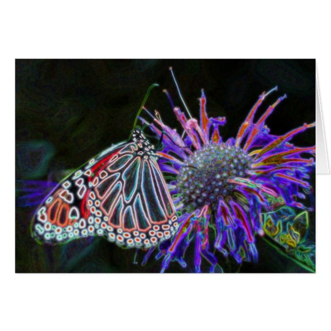 Abstract Butterfly On Flower Nature Art Card (Front Horizontal)