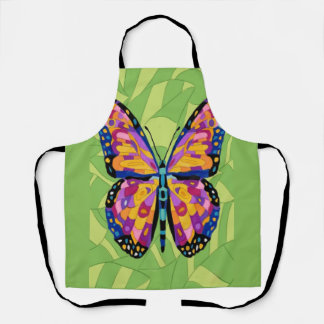 Abstract butterfly painting apron