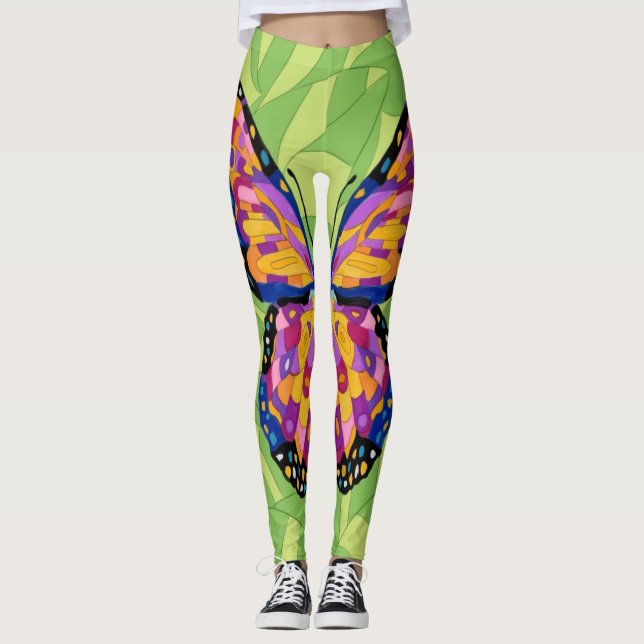 Abstract butterfly painting  leggings (Front)