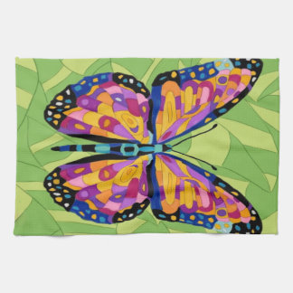 Abstract butterfly painting tea towel