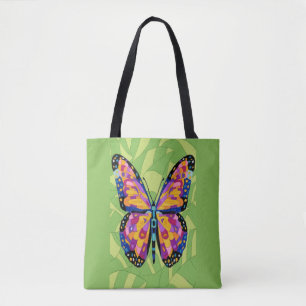 Abstract butterfly painting tote bag