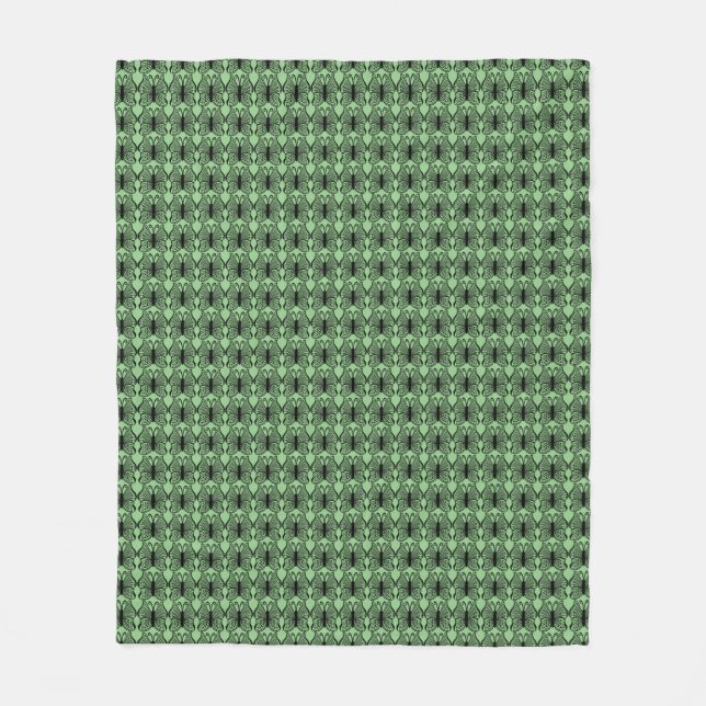 Abstract Butterfly Pattern Sage Green Fleece Blanket (Front)