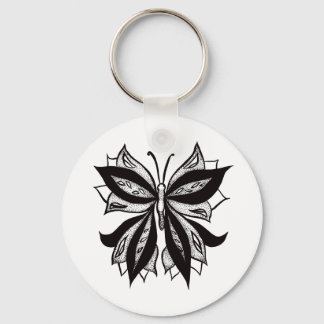 Abstract Butterfly Tattoo Black And White Key Ring