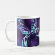 Abstract Butterfly Vibrant Neon Blue Purple Tea or