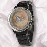Abstract Butterfly Watch<br><div class="desc">Painting “Birthday Butterfly” Collection Women's Rhinestone Watch shines bright with a customizable face, you’ll love glancing at your watch for the time. Personalize on the product page or click the "Customize" button for more design options. Design created from my painting “Birthday Butterfly” capturing a butterfly midflight with abstract background. Inspired...</div>