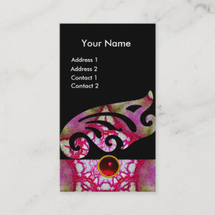 ABSTRACT BUTTERFLY WING , PURPLE RED STAR MONOGRAM BUSINESS CARD