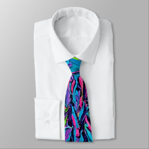 Abstract Butterfly Wings Neon Oil Neck Tie